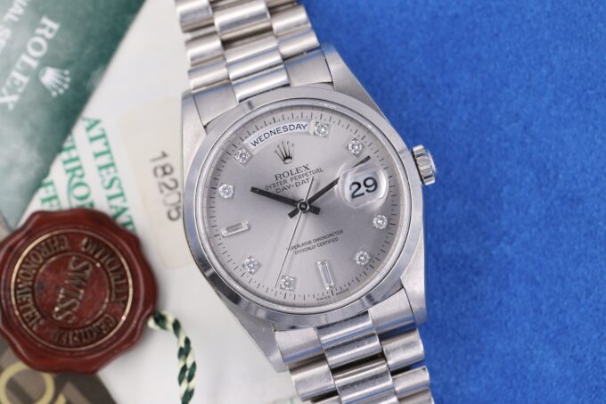 Rolex Day-Date 18206 Platinum - Original Paper Diamond Factory Dial 1998