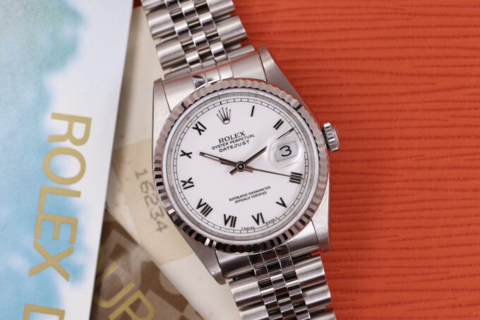 Rolex Datejust 16234 Jubilee White Roman Dial Full Set