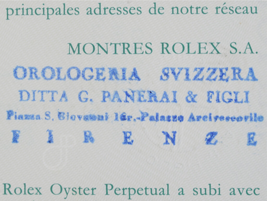 Rolex Guarantee Orologeria Svizzera G. Panerai & Figli