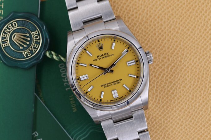 Rolex Oyster Perpetual 36 mm 126000 Yellow Dial NEW 2021