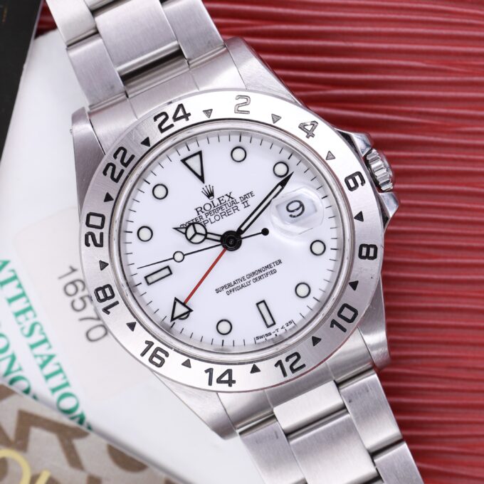 Rolex Explorer II 16570 White Dial Full Set